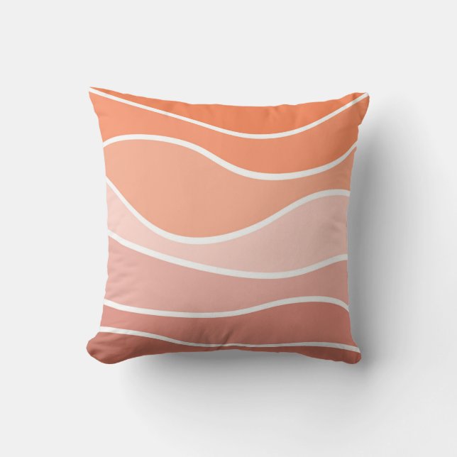 Coussin Ondes de style rétro rose et orange (Recto)