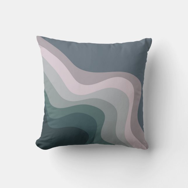 Coussin Ondes de style rétro violet et turquoise (Recto)