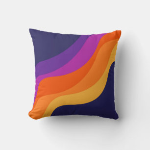 Coussin Ondes en diagonale rouge orange et jaune rétro