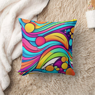 Coussin Ondes Néon Cosmos Vibrants