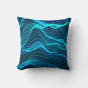 Coussin Ondes néon de nombreuses lignes et lignes abstrait
