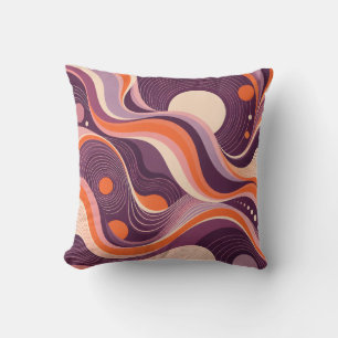 Coussin Ondes sonores fluides Orange Violet