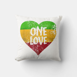 Coussin One Love Rastafari T-Shirt Jamaïque Retro Vintage