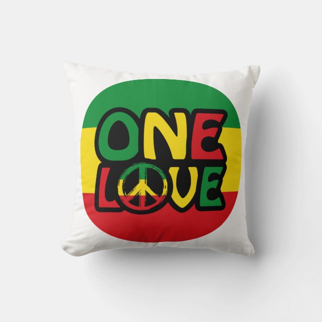 Coussin One Love, Reggae design avec des couleurs reggae (Recto)