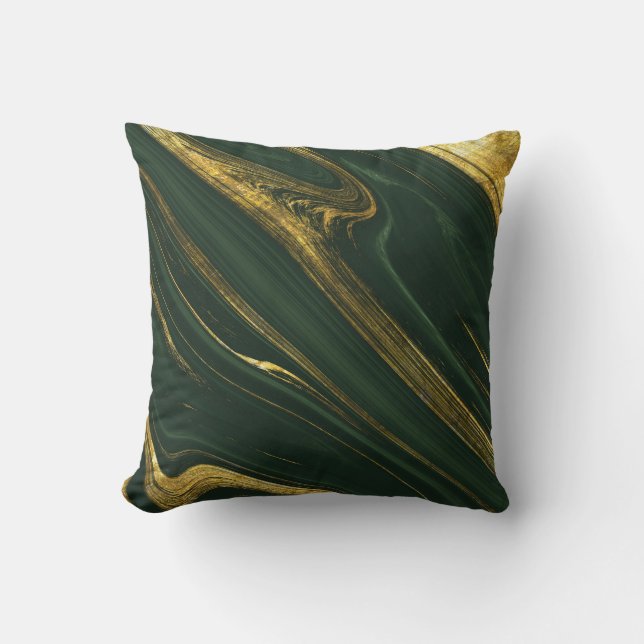 Coussin Onyx Vert Luxueux : Marbre D'Or. (Recto)