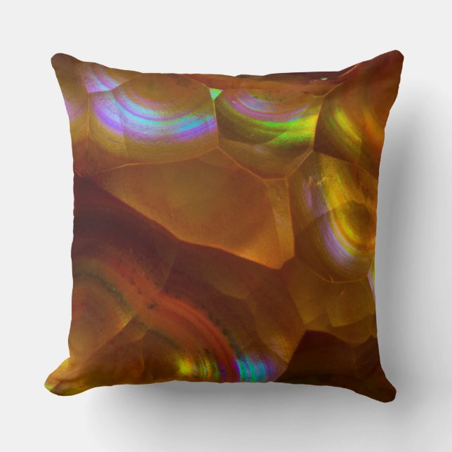 Coussin Opale de feu orange iridescente (Recto)