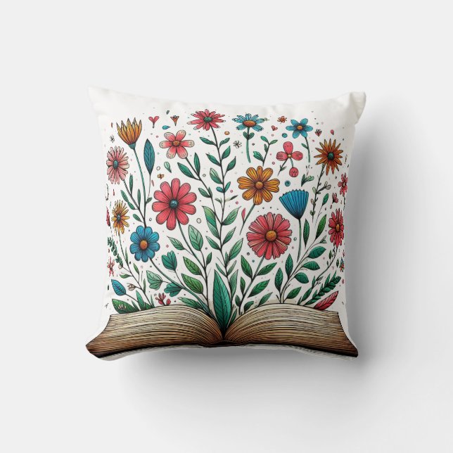 Coussin Open book fleurs (Recto)