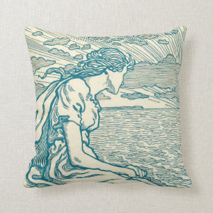 Coussin Opéra vintage de Wagner de mer de falaise d'amour