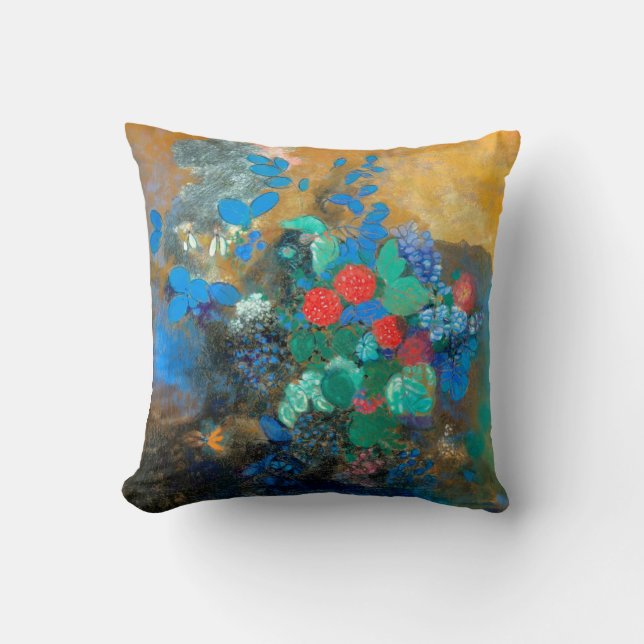 Coussin Ophélie parmi les Fleurs, Redon (Recto)