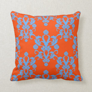 Coussin Opposants Attirer Orange et Blue Damask
