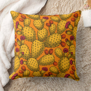 Coussin Opuntie de floraison en jaune