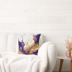 Coussin Or Abstrait et Améthyste