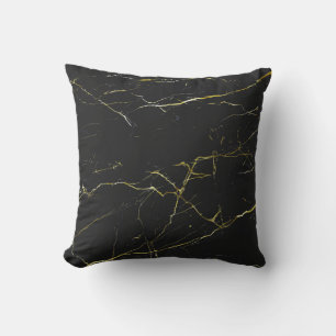 Coussin Or Abstrait et marbre noir