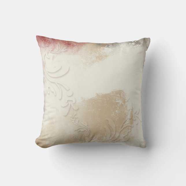 Coussin Or Abstrait, rouge et gris contemporain (Recto)