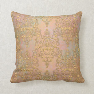 Coussin Or Aurore Fantaisie Antique Dentelle Damassé