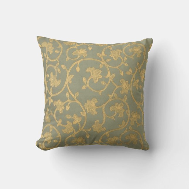 Coussin Or baroque de ~ de damassé, carreau vert de remous (Recto)