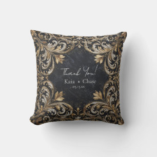 Coussin Or Baroque Luxueux Argent Noir Mariage Opulent