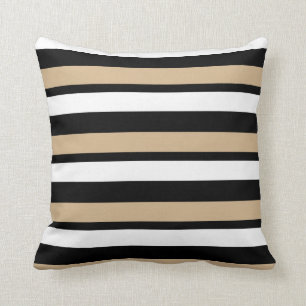 Coussin Or blanc et carreau rayé noir