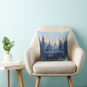 Coussin Or Bleu Arbres Imaginez Rêve Croyez