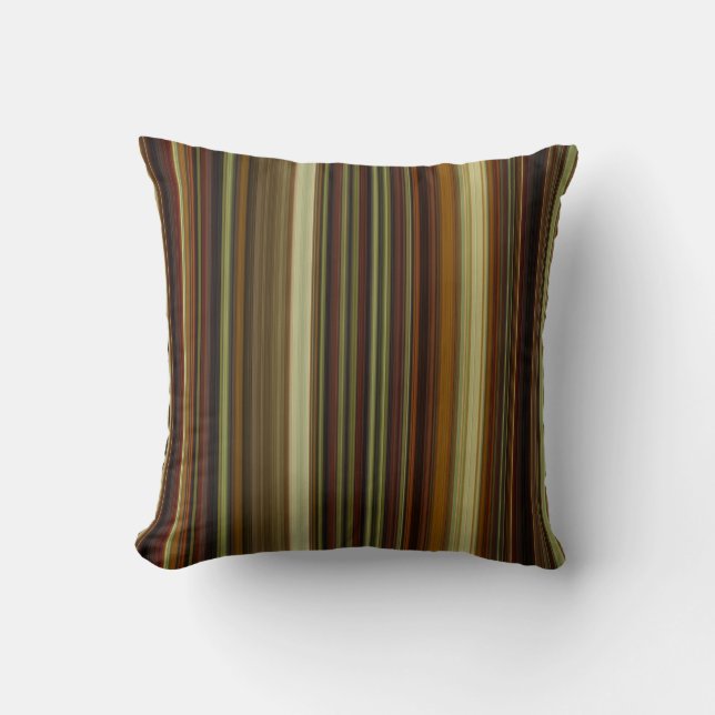 Coussin Or Brun et Rayures Vertes (Recto)