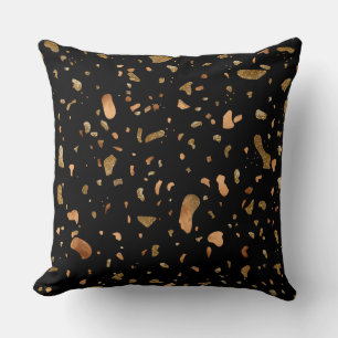 Coussin Or de cuivre sur pierre noire Terrazzo