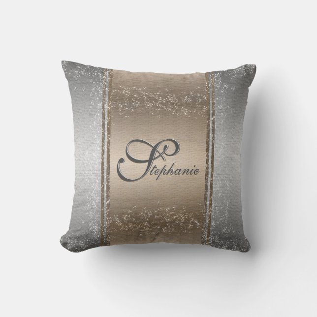 Coussin Or de fantaisie + Argent - nom - initiale - (Recto)