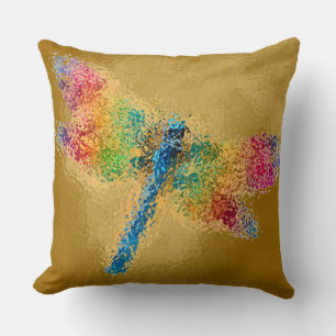 Coussin Or de libellule multicolore