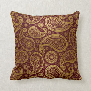 Coussin Or de luxe de Paisley   Bourgogne