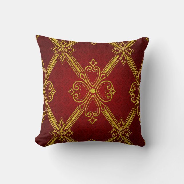 Coussin Or Deco rouge foncé (Recto)