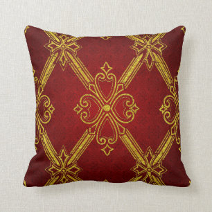 Coussin Or Deco rouge foncé