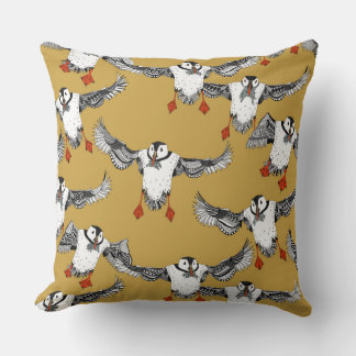 Coussin Or des Puffins de l'Atlantique
