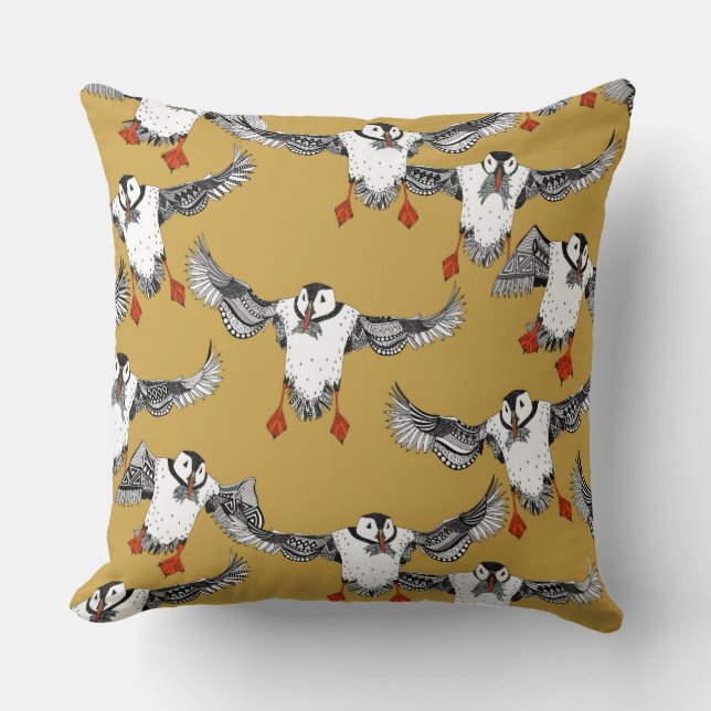 Coussin Or des Puffins de l'Atlantique (Recto)