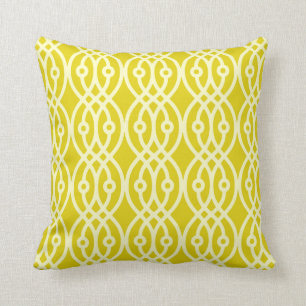 Coussin Or d'impression, jaune-clair et de moutarde de