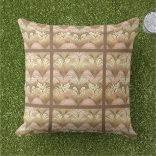 Coussin Or élégant, motif coquillage rose et blanc