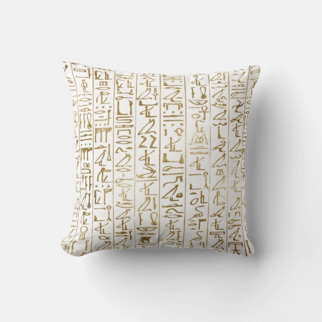 Coussin Or et Blanc Égyptien Égypte Glam Moderne Chic (Recto)