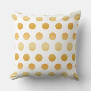 Coussin Or et blanc   Grand Motif Pois