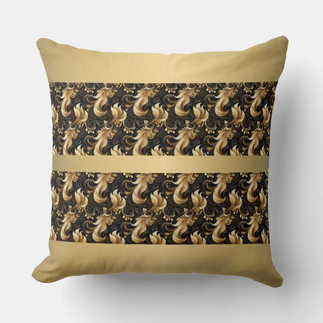 Coussin Or et noir abstrait (Recto)