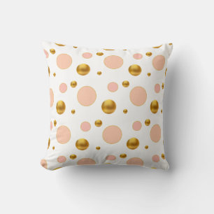 Coussin Or et pois rose