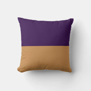 Coussin Or et rayure violet royal