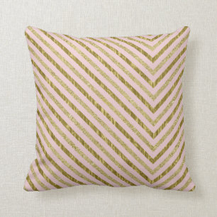 Coussin Or et rose Chevron chic
