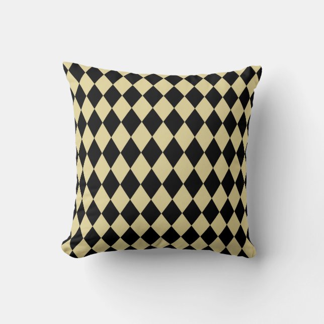 Coussin Or fascinant élégant et motif noir de harlequin (Recto)