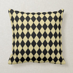 Coussin Or fascinant élégant et motif noir de harlequin