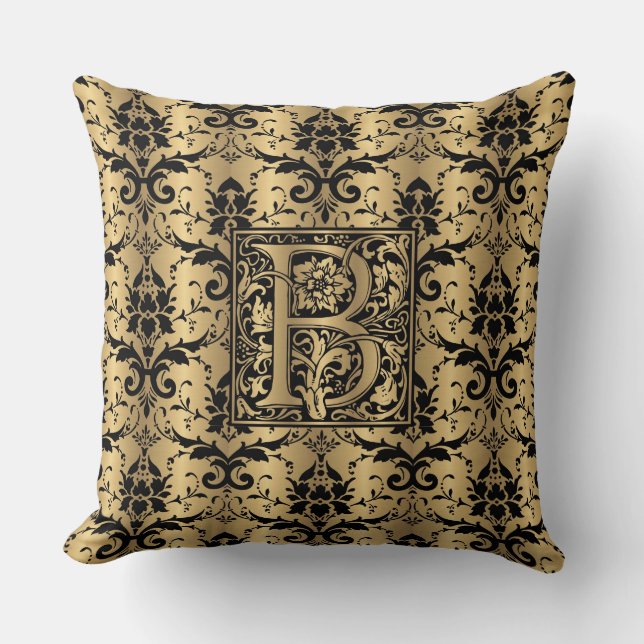 Coussin Or fascinant et monogramme noir B d'impression de (Recto)