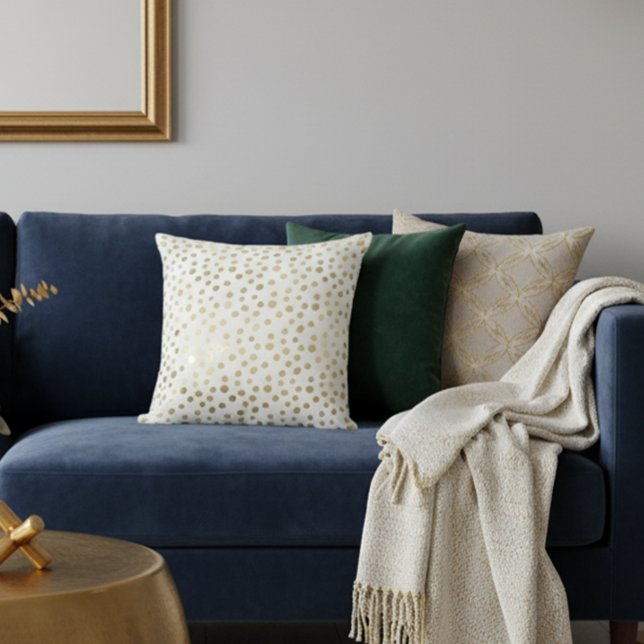 Coussin Or Faux Feuille Moderne Métallisé À pois (Créateur téléchargé)