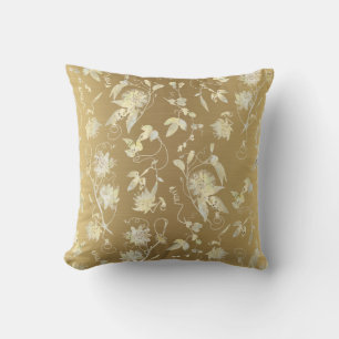 Coussin Or Floral Élégant