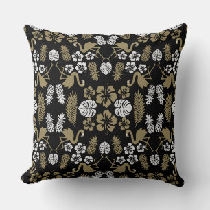 Coussin Or Floral Tropical Motif