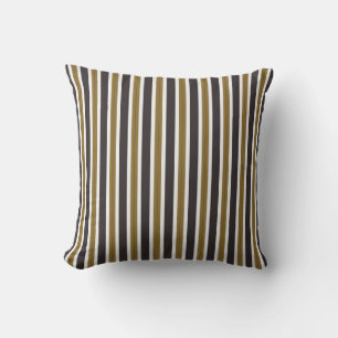 Coussin or, foudre grise et rayures blanches
