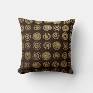 Coussin Or Golden, motif dessiné à la main avec cercles. A