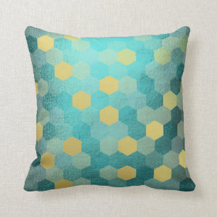 Coussin Or Honeycumb gris turquoise pourpre de moutarde IL