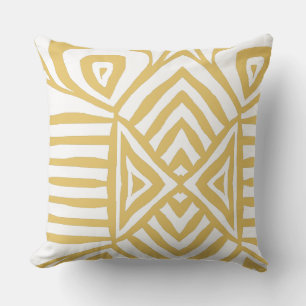 Coussin or jaune Tribal Maze Boue Motif Africain